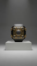 Antique Gold and Black Leather Tech Cuff