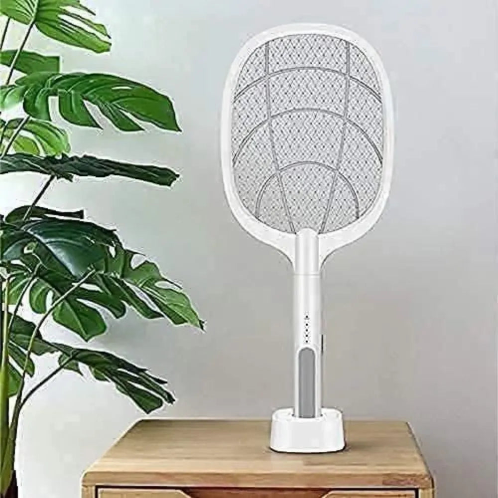 2-in-1 Rechargeable Electric Mosquito Swatter with LED Bug Zapper Lamp