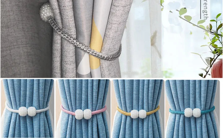 Luxury Magnetic Curtain Tiebacks – Elegant Braided Rope Holdback Clips for Home Curtains