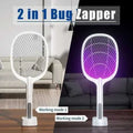 2-in-1 Rechargeable Electric Mosquito Swatter with LED Bug Zapper Lamp