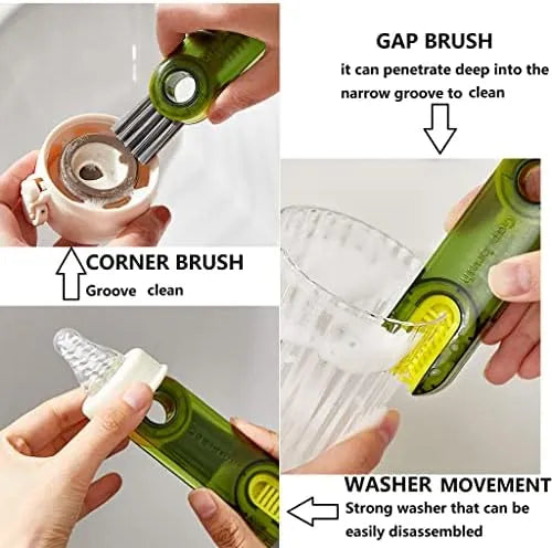 2 Pieces of 3 in 1 Multifunctional Cleaning Brush, Multifunction Cleaning Brush for Water kit Bottle Gap Cleaner Brush, Cup Mouth and Lid Cleaning Brush, Kitchen Cleaning Tool