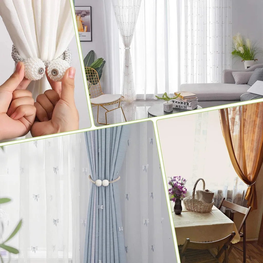 Luxury Magnetic Curtain Tiebacks – Elegant Braided Rope Holdback Clips for Home Curtains