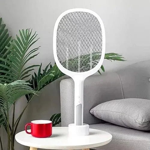 2-in-1 Rechargeable Electric Mosquito Swatter with LED Bug Zapper Lamp