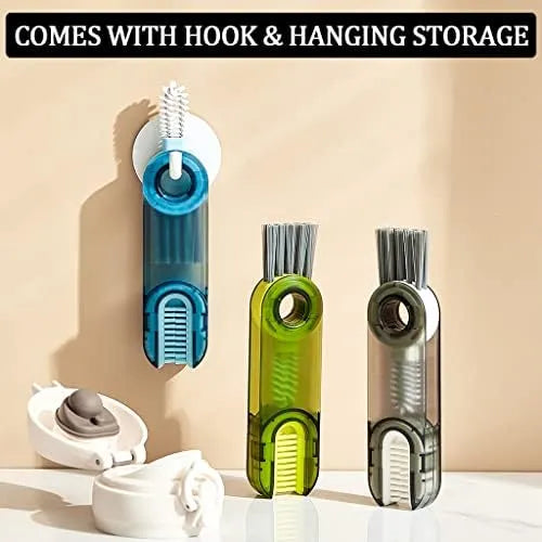 2 Pieces of 3 in 1 Multifunctional Cleaning Brush, Multifunction Cleaning Brush for Water kit Bottle Gap Cleaner Brush, Cup Mouth and Lid Cleaning Brush, Kitchen Cleaning Tool