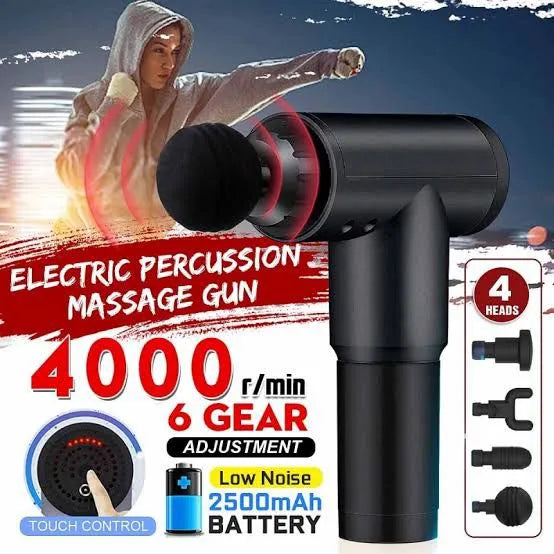 5-in-1 Electric Massage Gun | Deep Tissue Therapy Massager with 6 Speeds & 4 Heads
