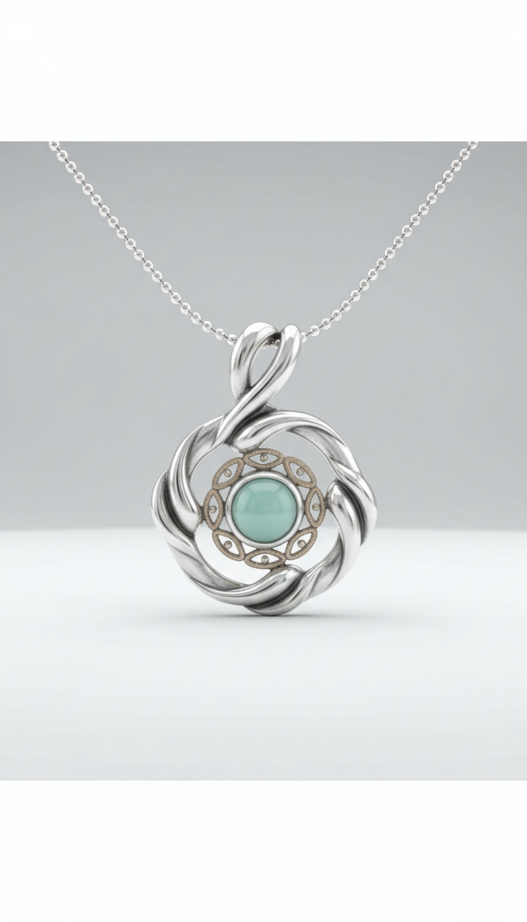 Sculpted Silver Pendant Necklace