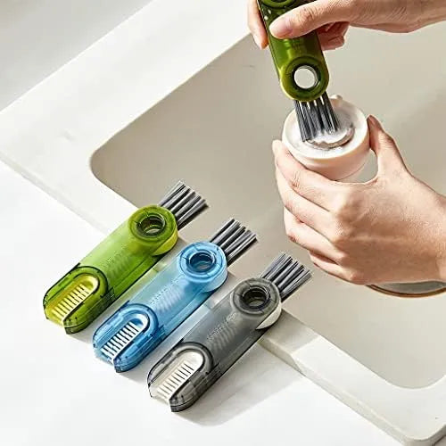 2 Pieces of 3 in 1 Multifunctional Cleaning Brush, Multifunction Cleaning Brush for Water kit Bottle Gap Cleaner Brush, Cup Mouth and Lid Cleaning Brush, Kitchen Cleaning Tool