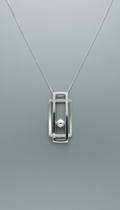 Contemporary Silver Pendant Necklace with Organic Curve