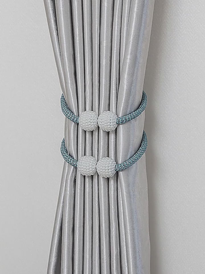 Luxury Magnetic Curtain Tiebacks – Elegant Braided Rope Holdback Clips for Home Curtains